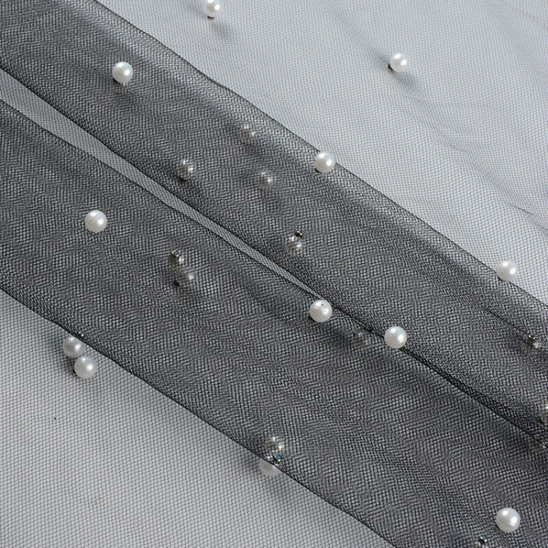 Diamond Mesh Cloth Encryption Beaded Mesh Fabric DIY Craft Wedding Dress Women Headscarf Fabric Textile Polyester Gauze Material
