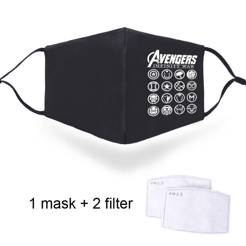 The Avengers Marvel Face Masks Washable Dustproof PM2.5 Activated Carbon Filter Paper Adult Breathable Windproof Face Soft Masks