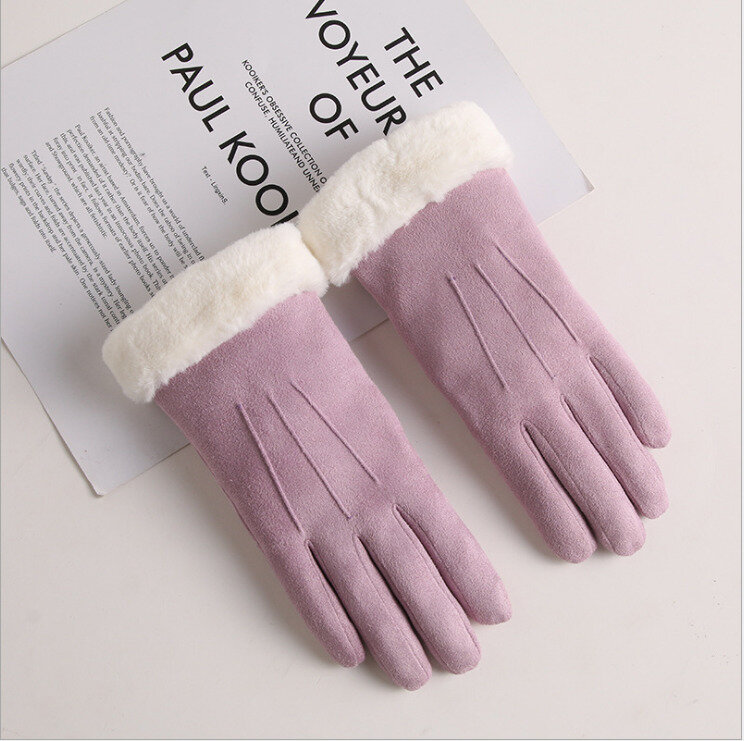 Frauen Winter Weiche Handschuhe Wildleder Warme Touchscreen Fleece Wildleder Fahr Handschuhe