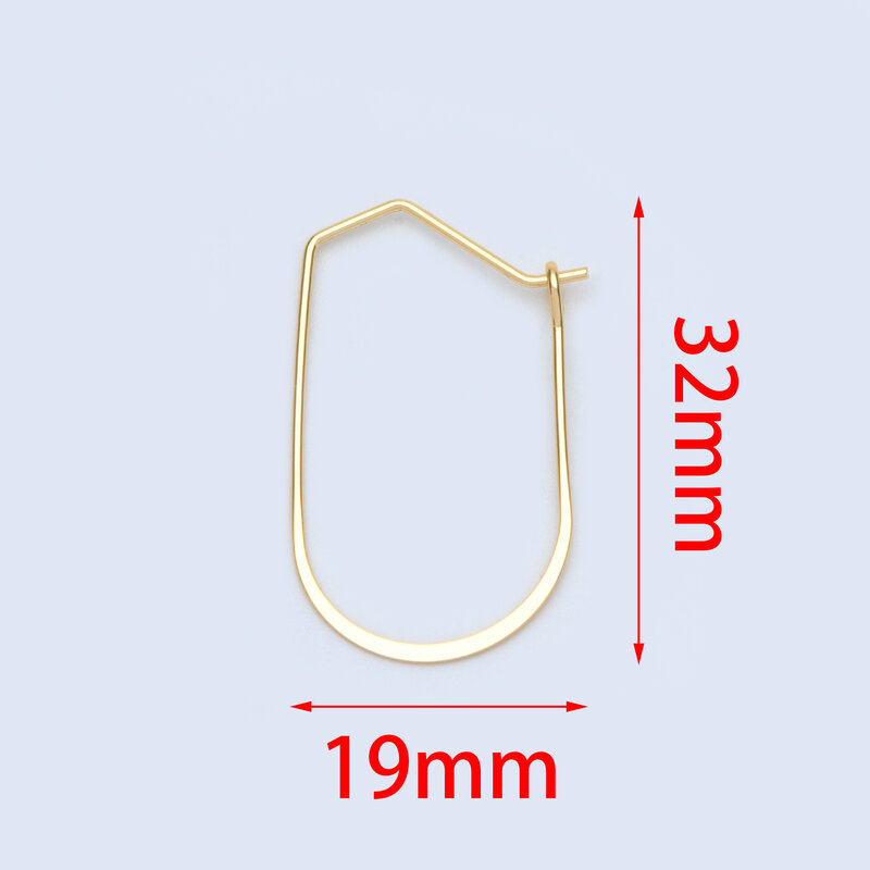 10 pçs brincos de argola de ouro 32x19mm, componentes geométricos do fio da orelha por atacado (GB-917)