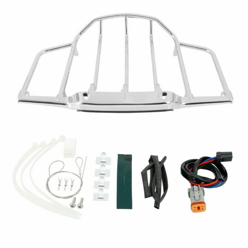 Motorcycle LED Light Pack Trunk Luggage Rack For Harley Tour Pak Road King Glide Touring Electra Street Glide 93-13 Air Wing