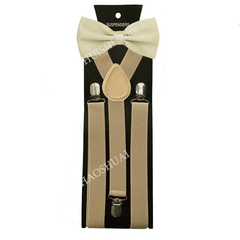 Bretelle da uomo HUISHI con papillon moda donna papillon Set bretelle bretelle regolabili cravatte da banchetto accessori nero