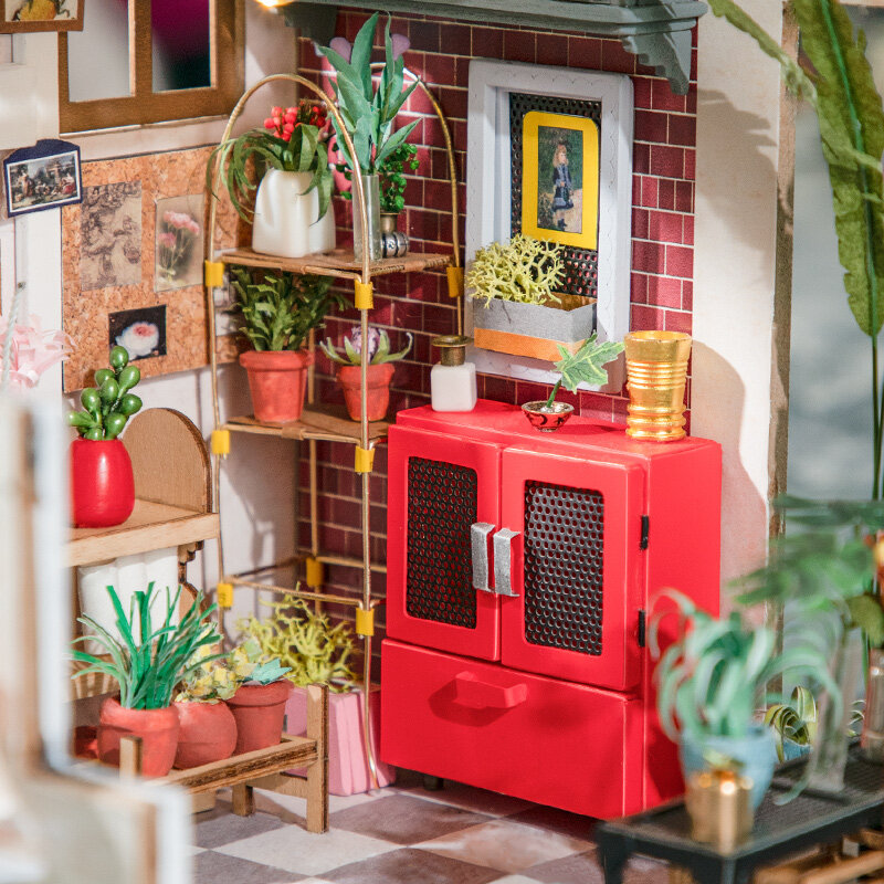 Robotime Rolife DIY 에밀리의 꽃집 인형 집, 가구 어린이 성인 미니어처 인형 집, 나무 키트 장난감, DG145