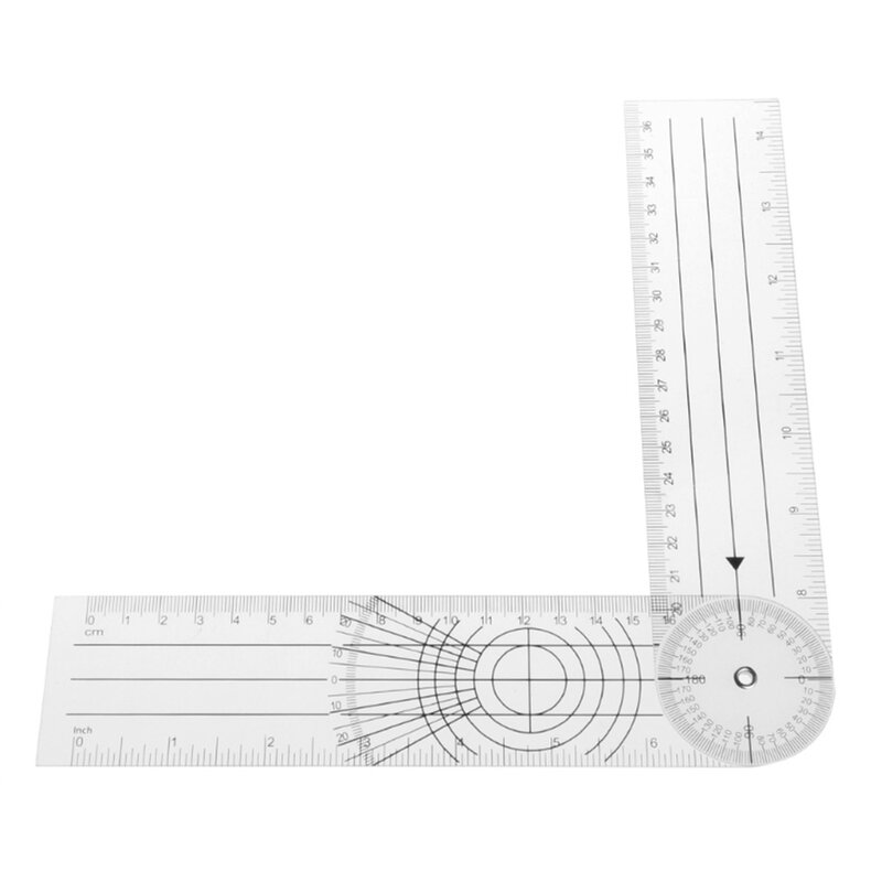 1ps Professional Multi-Ruler 360 Degree Goniometer Angle Spinal Ruler CM/INCH Useful Measuring Ruler School Office Supplies