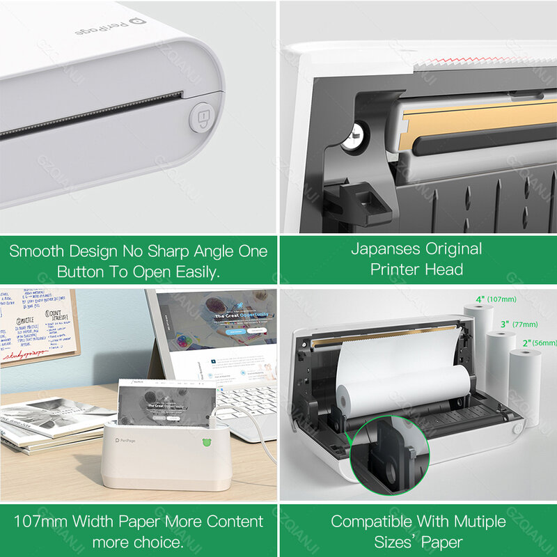 Mini impressora térmica portátil, A9s Max, Bluetooth, foto, recibo, adesivo, etiqueta, 4 ", 107mm, novo