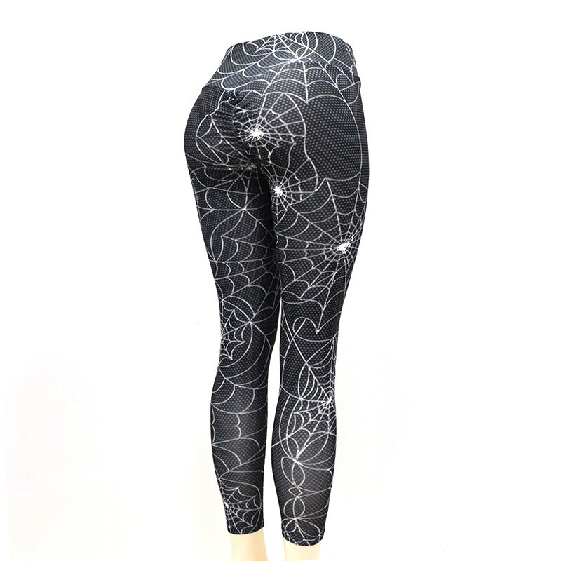 Drukowanie Spider web spodnie sportowe wysokiej talii spodnie do biegania jogi siłownia trening Fitness legginsy dla kobiet Pantalones deportivos