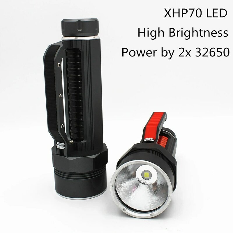 Lanterna de mergulho xhp70, led de alto brilho, luz 5000lm, lâmpada de tocha, bateria 32650, carregador ac