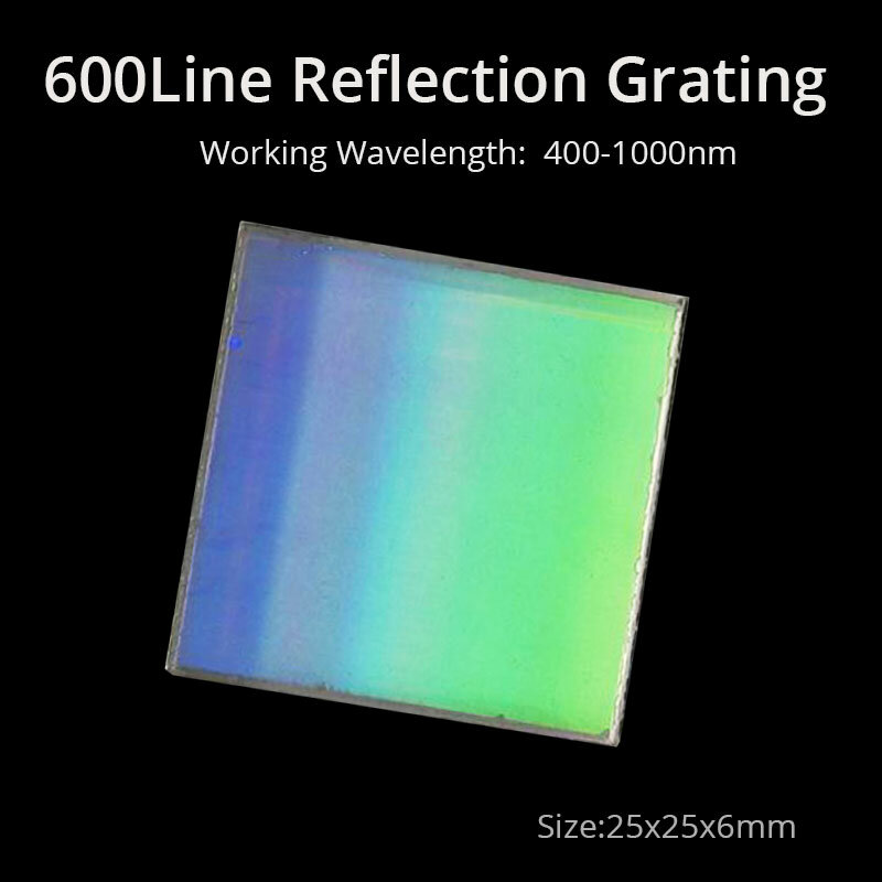 25x25mm Ruled Diffraction Grating 600Line Reflection Grating K9 Optical Glass Precision Component Blaze Wavelength 780nm