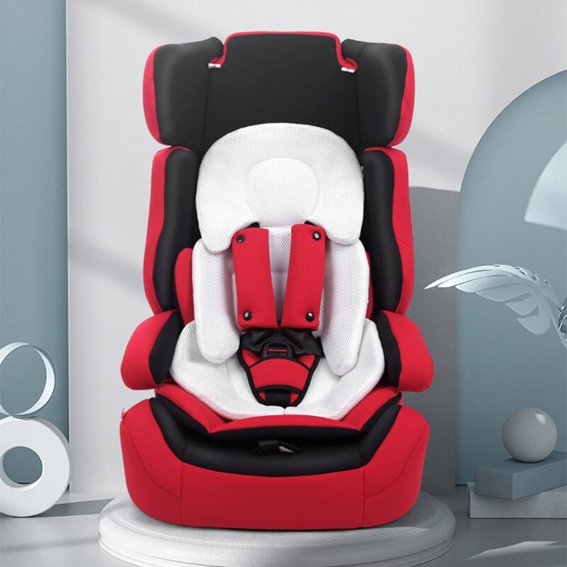 Cojín de asiento de coche para bebé, almohadilla de soporte para la cabeza y el cuerpo, colchón térmico de malla transpirable para el cuello