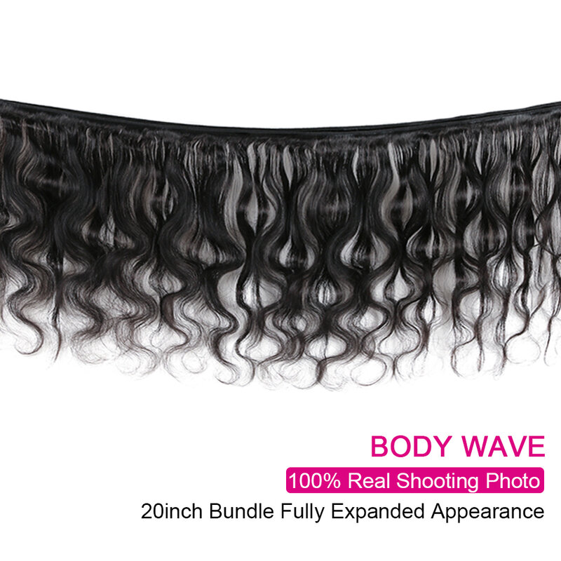 Super Double Drawn บราซิล Body Wave Virgin Hair รวมกลุ่มกับลูกไม้ปิด100% Human Hair ปลายผม extension