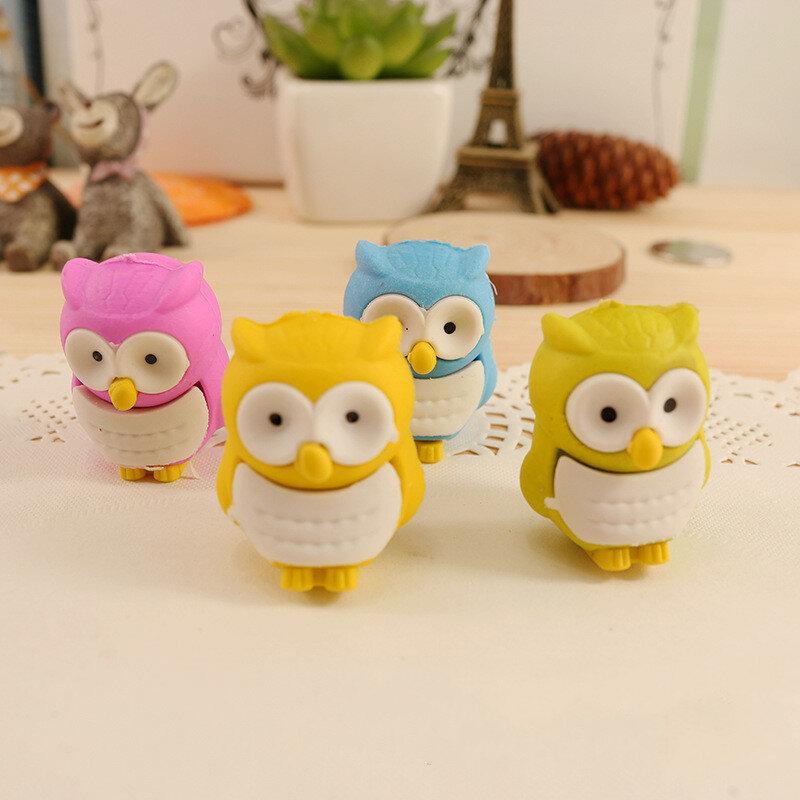 1 pcs cartoon creative cute animal owl children Eraser student rubber stationery wholesale student prizes