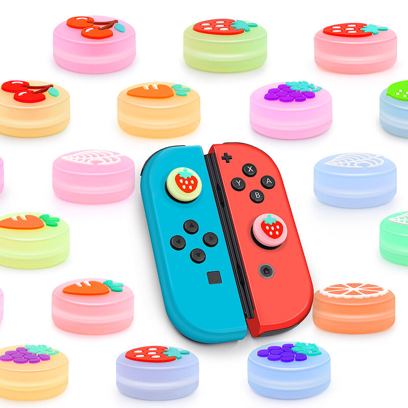 Glow Shoous Fruit Thumb Stick Grip Cap, Joystick Cover pour Nintendo Switch, NS Lite Joy-Con Contrmatérielle, Nintend Thumbstick Case