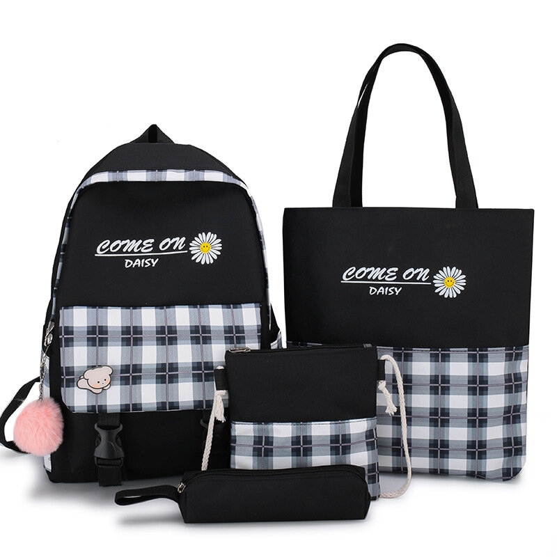 Weysfor 4 pçs/set mochila feminina lona sacos de ombro impressão menina escola mochila do sexo feminino crianças estudante mochila