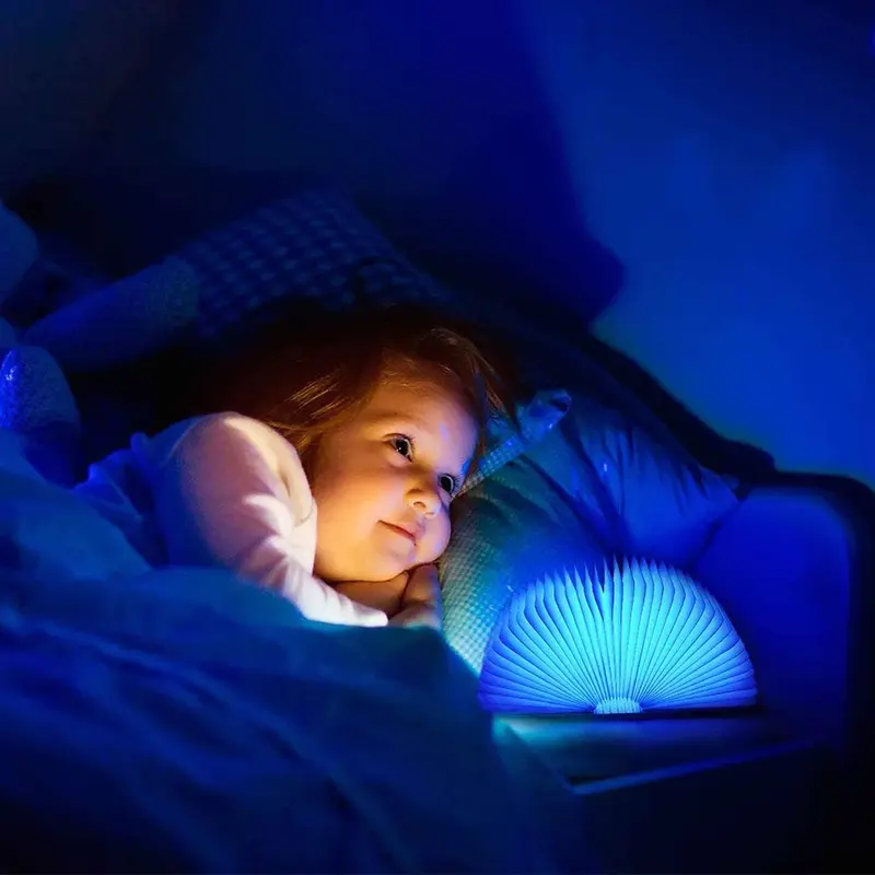 Luz Nocturna portátil de madera, lámpara LED RGB creativa de 5 colores, recargable por USB, magnética, plegable, para escritorio, decoración del hogar