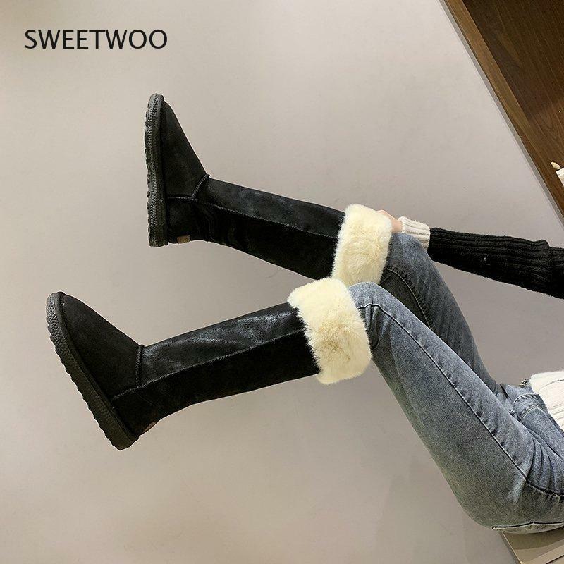 Botas de neve de tubo alto botas de inverno nova moda coreana botas de plutônio mais botas de veludo de algodão grosso