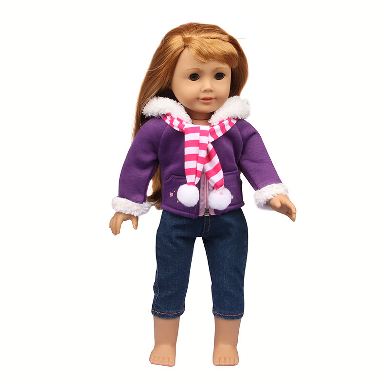Zima American 18 Cal dziewczyna ubranka dla lalki kurtka + legginsy ubranka dla lalki nadające się do 43cm lalka noworodek ubranka dla lalki garnitur Reborn Doll