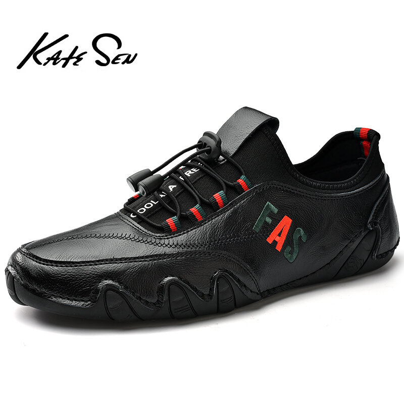 Nieuwe Mannen Platte Casual Schoenen Handgemaakte Lederen Mannen Schoenen Comfortabele Instappers Ademend Mocassins Outdoor Mannen Sneakers