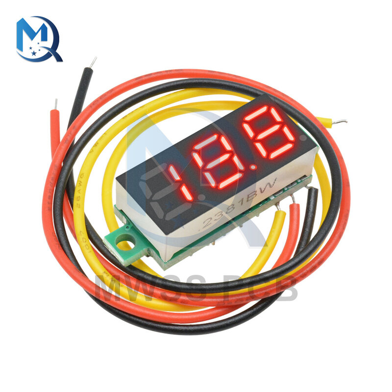0.28インチ3線式ポータブルLEDデジタルディスプレイ,電圧計,0〜100V,LEDディスプレイ,電圧計,電流計