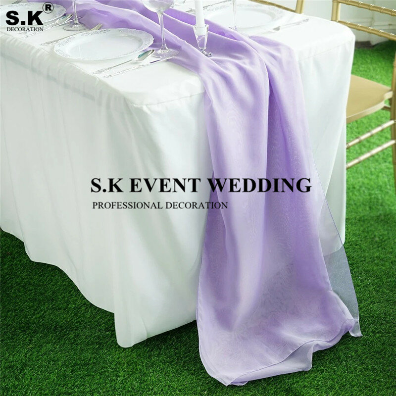 Chemin de Table en mousseline de soie, en lin, décoration pour Banquet, mariage, événement, fête, bon marché