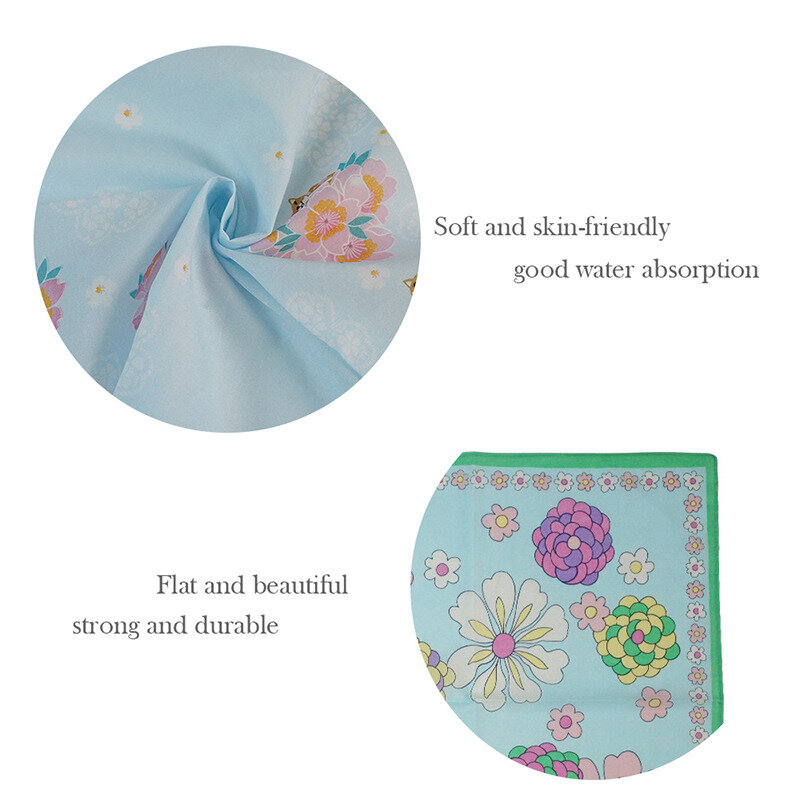 Cute Cotton Handkerchief Printed Panda Flowers Akita Dog Child Square Scarf  Multicolor Baby Saliva Towel Clothing Accesories