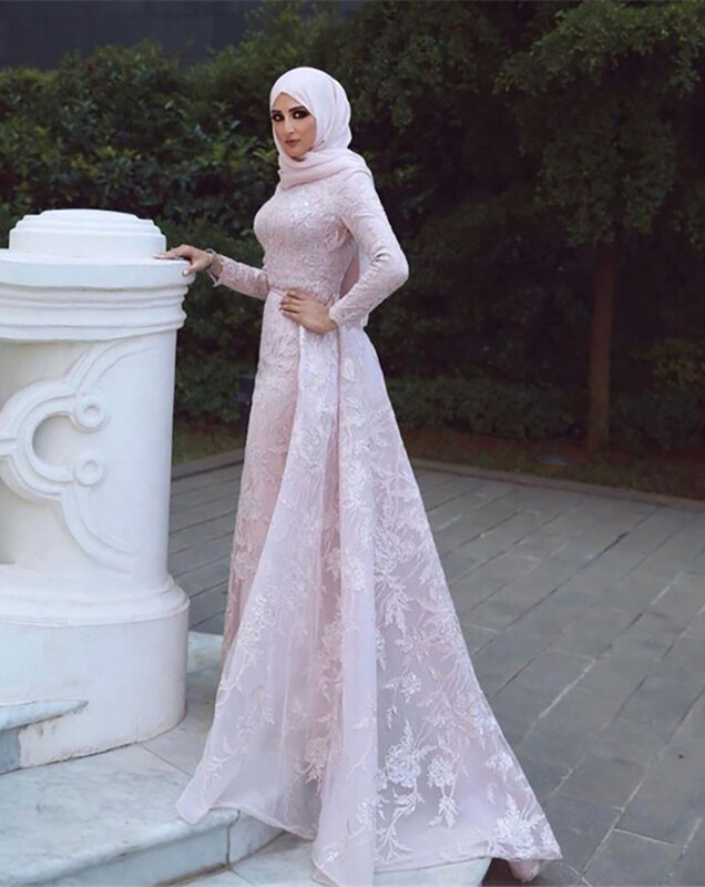 Индивидуальный пошив, мусульманские свадебные платья с юбкой-годе, Саудовская Аравия, исламские Свадебные платья с вуалью