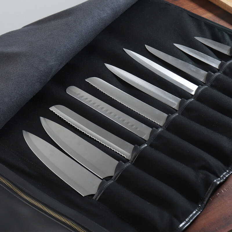 WESSLECO – sac en rouleau pour couteau de Chef, accessoires de cuisine, pochettes de rangement en cuir synthétique microfibre