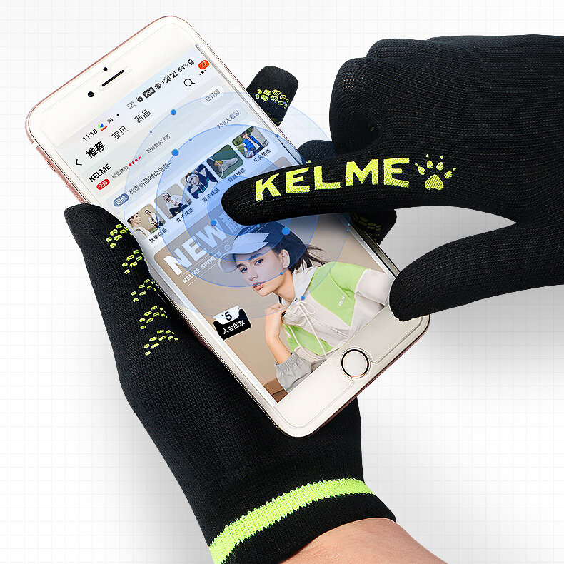 KELME – gants de sport chauds en laine tricotée, résistants au froid, pour Fitness, course à pied, écran tactile, collection automne et hiver, 9881406