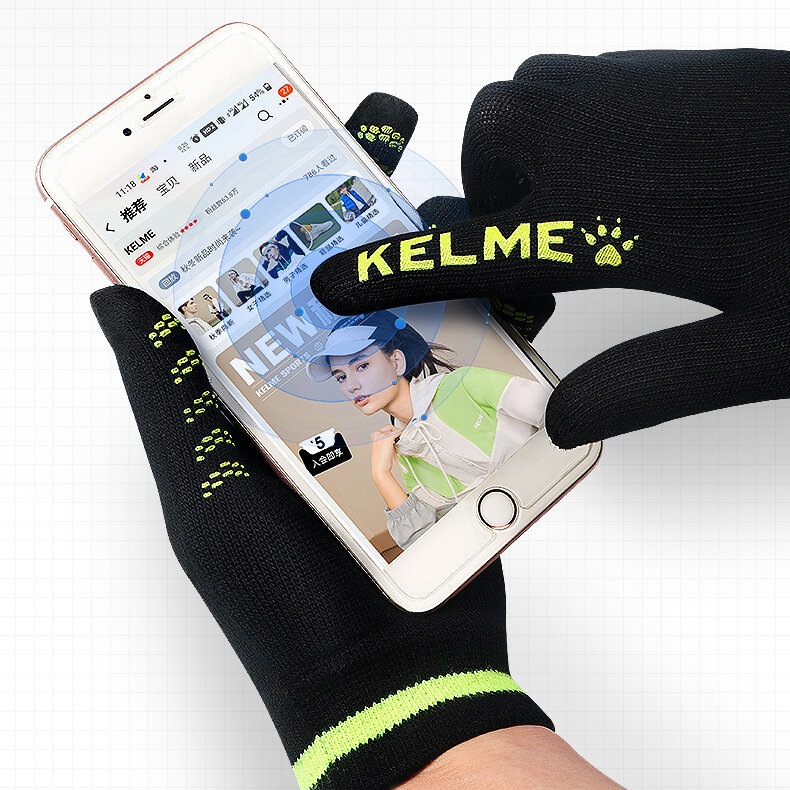 KELME-guantes cálidos para deportes, manoplas de lana de punto a prueba de frío para correr, para pantalla táctil, para otoño e invierno, 9881406