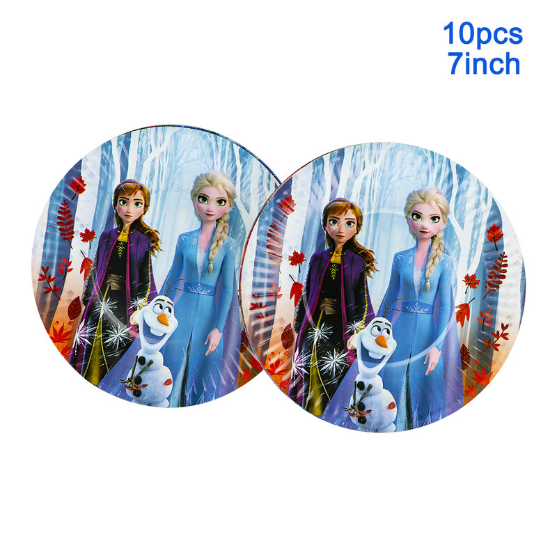 Disney Frozen Elsa Anna Dekorasi Pesta Ulang Tahun Anak-anak Sekali Pakai Cangkir Peralatan Makan Piring Serbet Taplak Meja Pesta Baby Shower