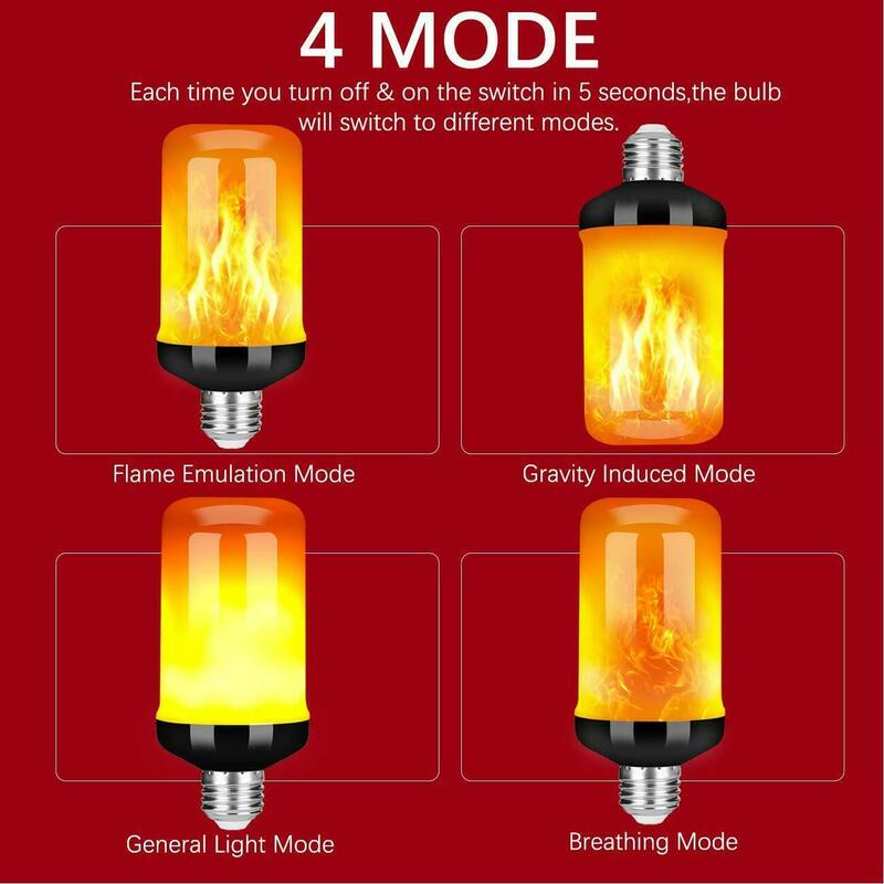 Lampe torche à effet de flamme, 6W, E27, E26, B22, 99 LED, ampoule en émulation scintillante, 4 modèles, AC 85-265V
