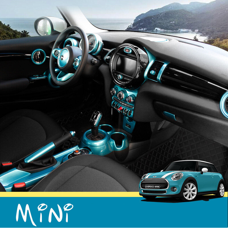 Aksesori Interior Mobil untuk MINI ONE COOPER S JCW F55 F56 F57 Stiker Rem Tangan Roda Kemudi Modifikasi Dekoratif