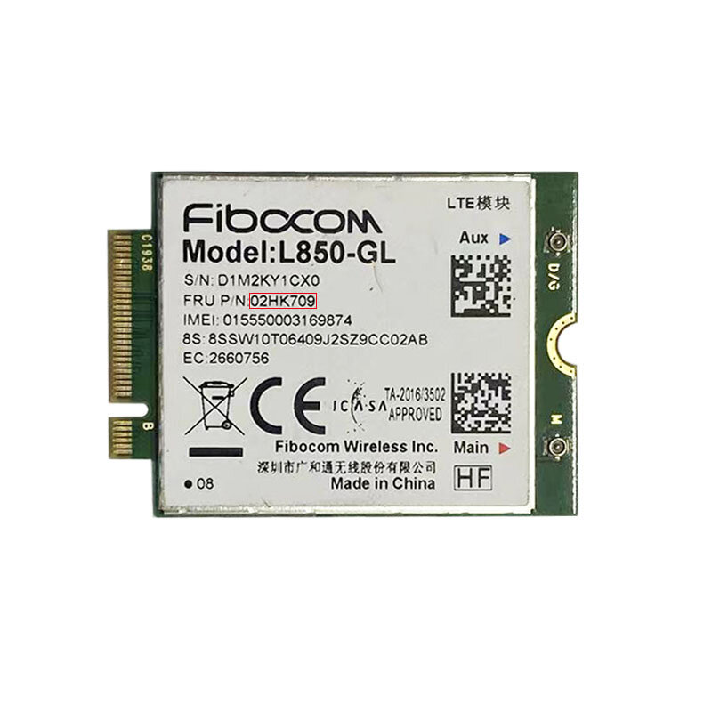 Módulo sem fio Fibocom para Lenovo Thinkpad, L850-GL, Cartão M.2, 4G LTE, CAT9, X1 Carbono, 7th, 8th, 02HK7129