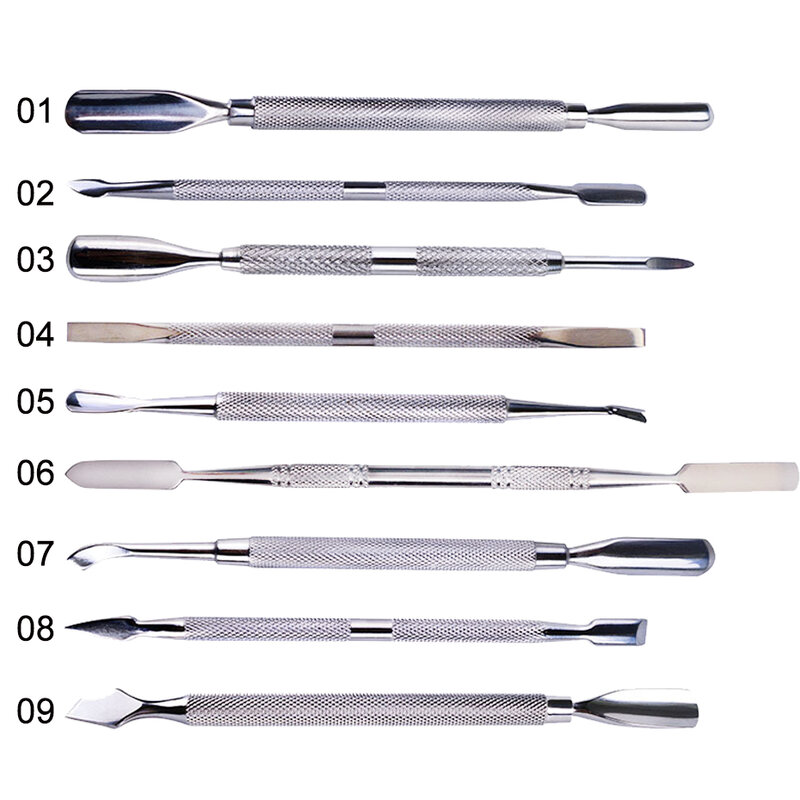 1 pçs cutículas de extremidade dupla unhas empurrador removedor de pele morta pedicure aço inoxidável cuidado ferramenta do prego manicure acessórios NL1-9