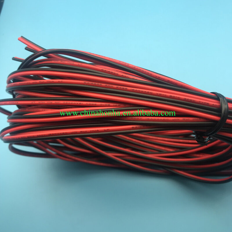 2pin 285cm Cable Cord 18awg * 2C 80℃300V Siliconen Draad Zwart en Rood 2 Dirigent Parallel Draad lijn zachte en Flexibele