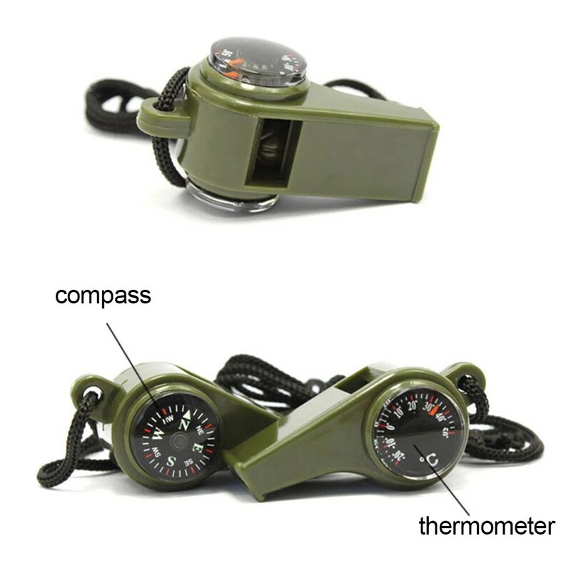 3 in 1 multi-funktion notfall pfeife Outdoor Camping Wandern Notfall Überleben Getriebe Pfeife Kompass Thermometer