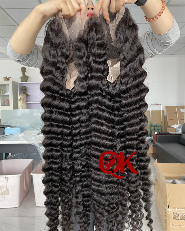 QueenKing Hair Deep Wave Lace Front Wig Human Hair Wigs For Black Women 13x4 Deep Wave Glueless Lace Wigs Prelucked Hairline