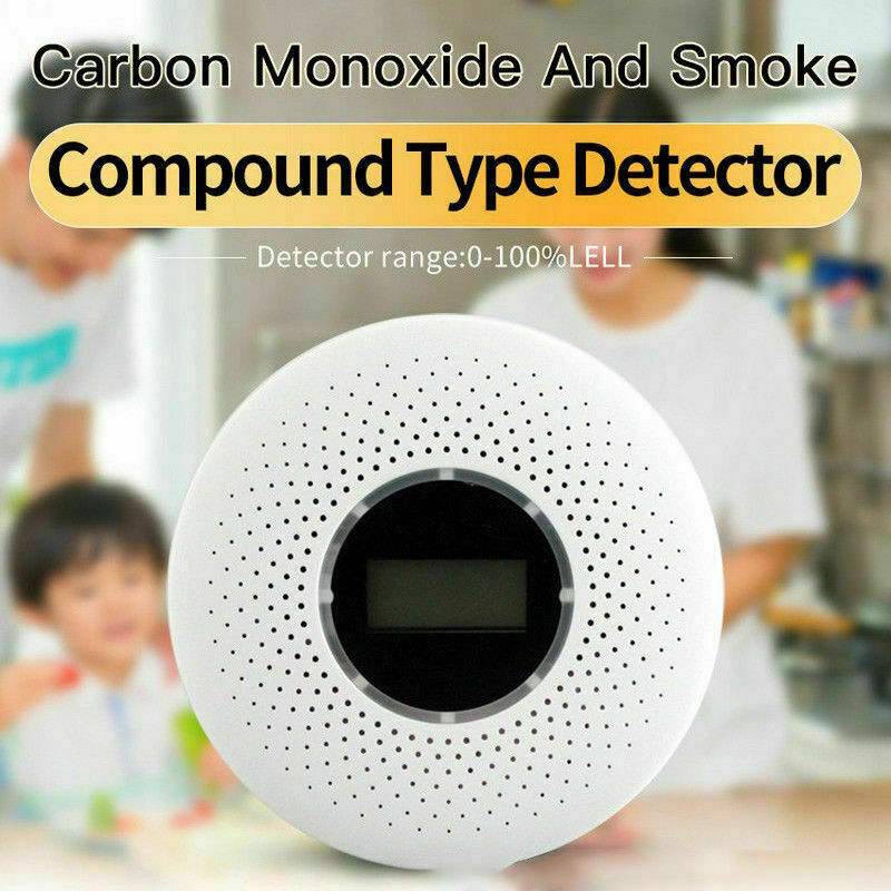 2In1 Smoke Detector Carbon Monoxide Detector LCD Screen Sound Warning High Sensor Home Security