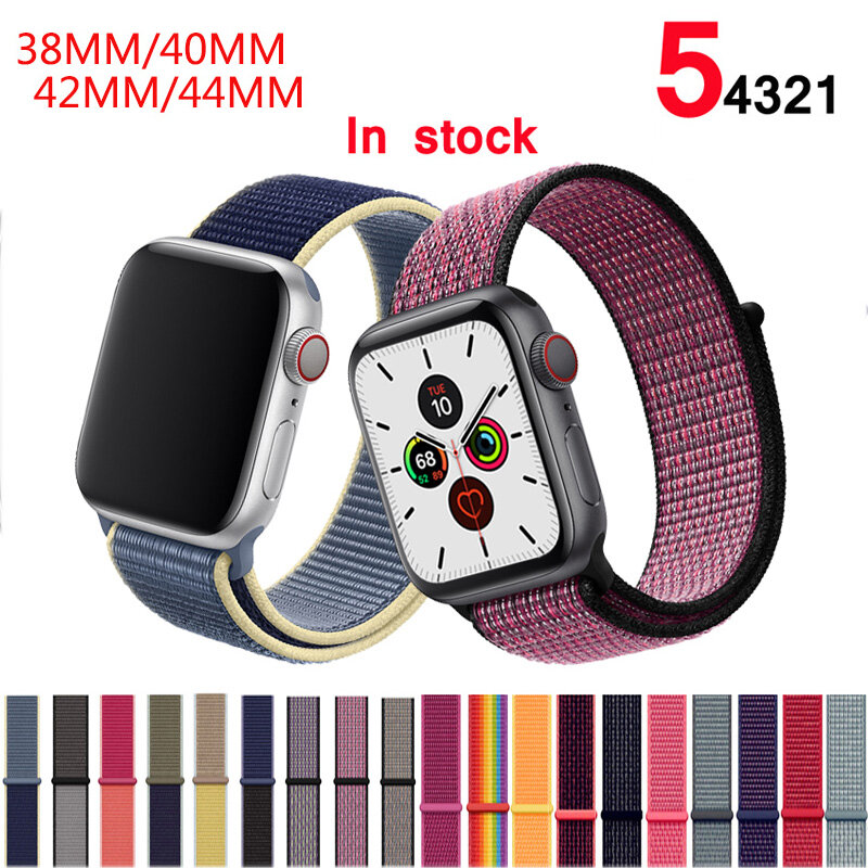 Band For Apple Watch Series 5/4/3/2/1 38MM 42MM Nylon Soft Breathable Replacement Strap Sport Loop for iwatch series 40MM 44MM