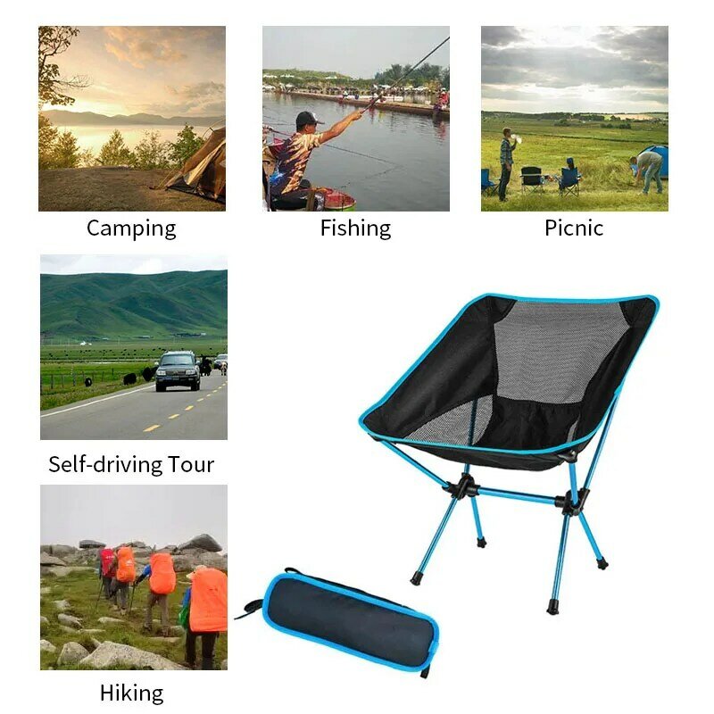 Cadeira dobrável portátil da lua, cadeiras destacáveis, cadeiras de acampamento ao ar livre, pesca na praia, viagens ultraleves, caminhadas, piquenique Seat Tools