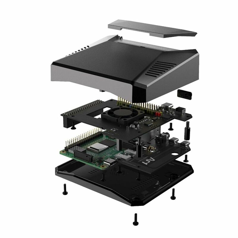 4B ราสเบอร์รี่ Pi ใหม่เคสอะลูมิเนียม M.2เดียวพร้อมช่องขยาย M.2 SATA SSD พัดลมทำความเย็นฝาครอบ GPIO สำหรับ Raspberry Pi 4
