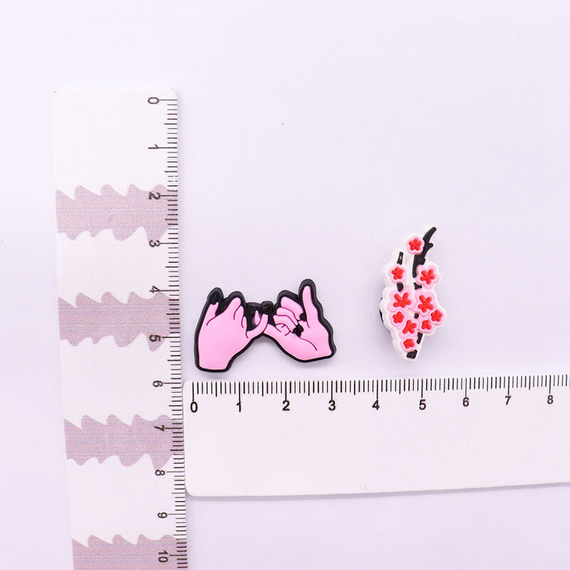 New Arrival 1pcs Pink Style Shoe Charms Plum Bossom Whale Accessories PVC Kids Shoes Buckles Fit Wristbands Birthday Present