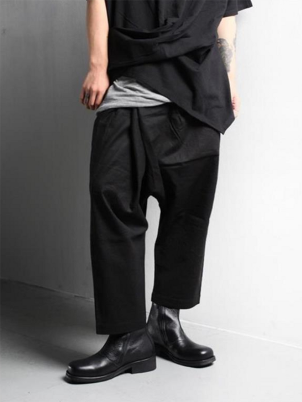 Men Beat Pants Spring Summer New Pure Color Versatile Casual Korean Fashion Drawstring Elastic Large Size Harlan Pants