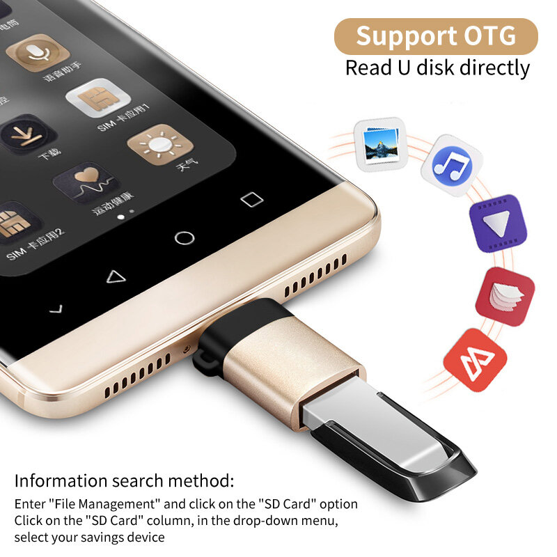 ANMONE-USB C Adaptador OTG, Conversor Mini Cabo, USB 3.0 para Adaptador Tipo C para MacBook Pro, Xiaomi, Huawei
