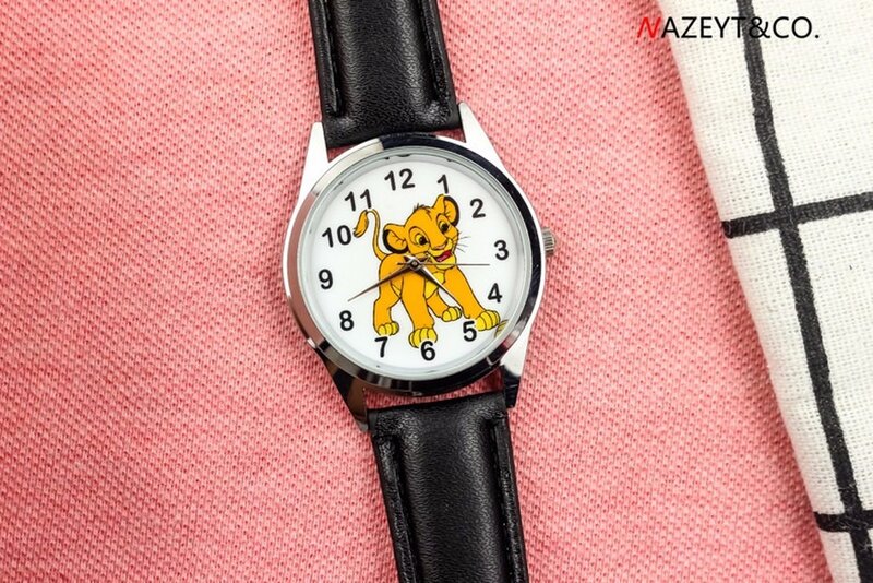 Simba-reloj de cuarzo con dibujos animados para niños, accesorio de pulsera con diseño de León, animales de estudiantes de primaria y secundaria, venta