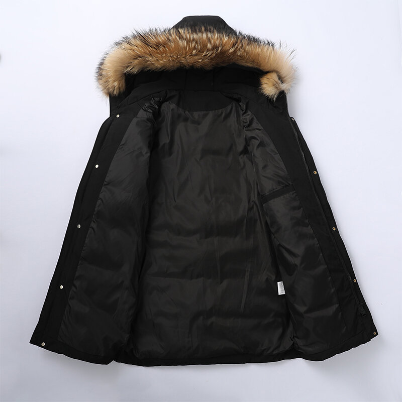 Nowy twarzowy średni i długi koreański moda puchowa kurtka bawełniana płaszcz na co dzień męska zagęszczona bluza z kapturem ciepła zimowa młodzież