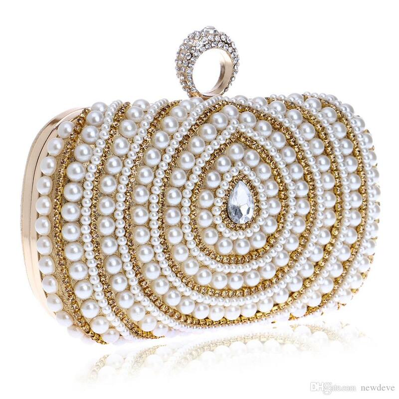 Retro Perle Diamanten Hochzeit Tasche Gold Silber Bling Bling Perlen Diamanten Abendessen Taschen Weibliche Handtasche Promi Abendkleid Tasche
