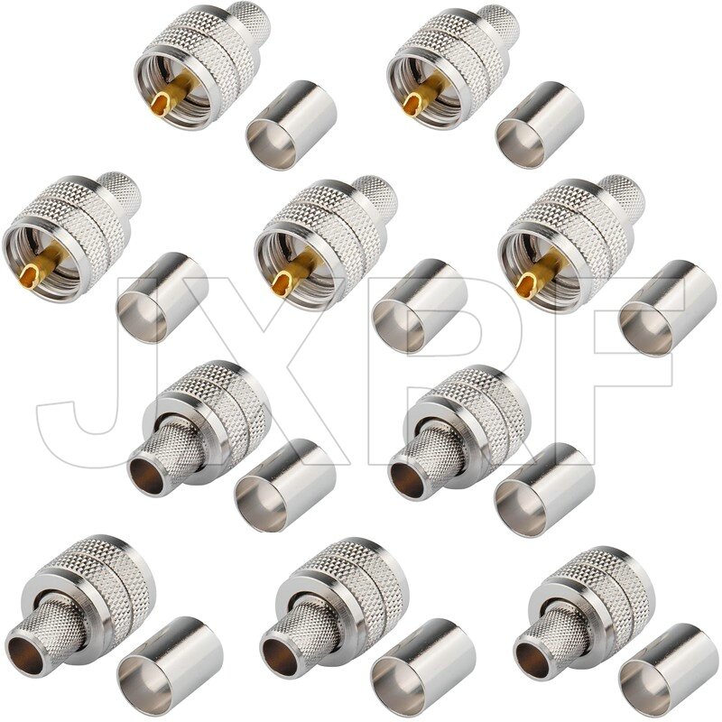 JX connector 10PCS RF Coaxial connector PL259 UHF male Plug crimp for RG8 LMR400 RG213 Pigtail cable free shipping
