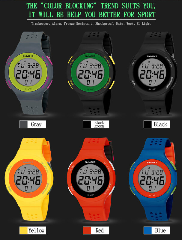 SYNOKE Digital Tipis Watch Unisex 50M Tahan Air Jam Tangan Olahraga Pria Wanita Jam Elektronik Jam Tangan Relojes Hombre