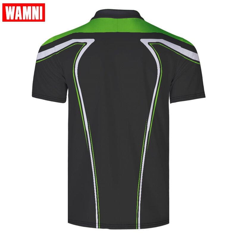 WAMNI marka szybkoschnący tenis Harajuku czarna koszula 3D Sport luźny pasek Casual męski Streetwear-Shirt dres