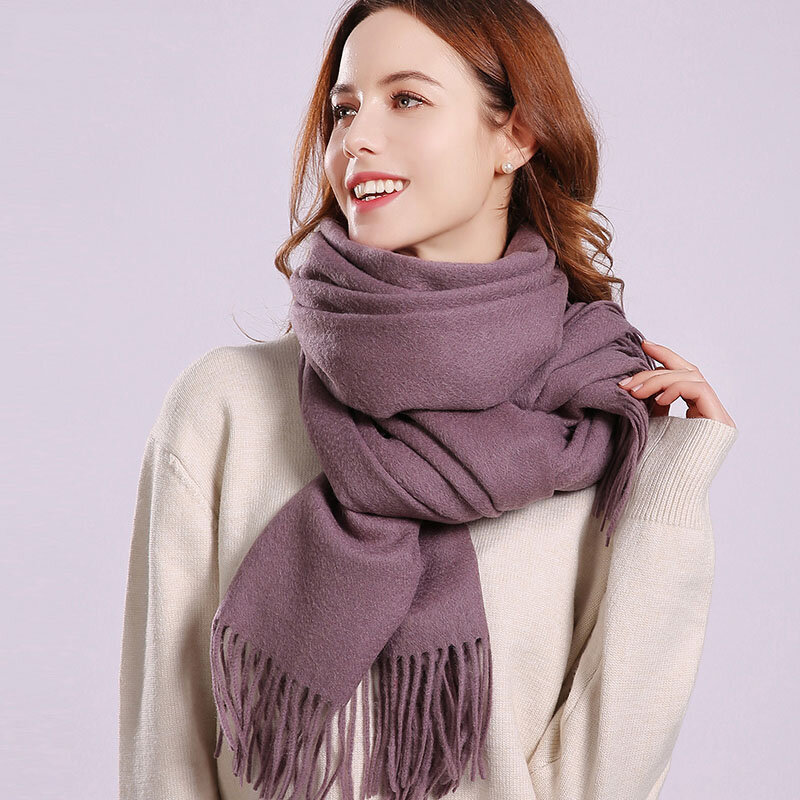 Écharpe en laine fine pour femme, châle en cachemire, grande chaîne, épaisse et chaude, hiver